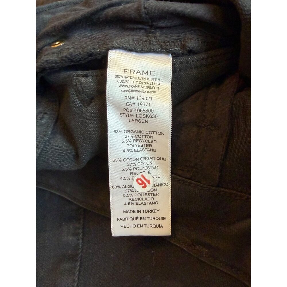 Frame Le One Skinny Black Organic Cotton Blend High-Waist Stretch Jeans Size 1 - Picture 5 of 6